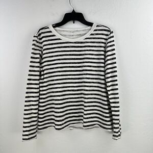 Elliot Lauren Shirt Womens M White Black Striped Cotton Long Sleeve Coastal Core